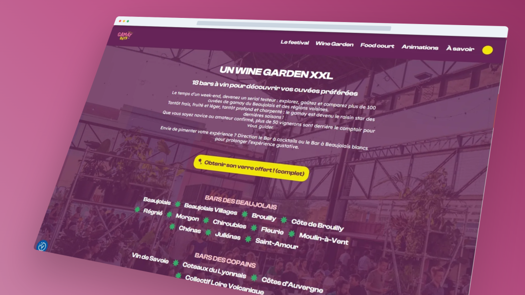 Capture d'écran du site Gamay Days réalisé par Francelink
